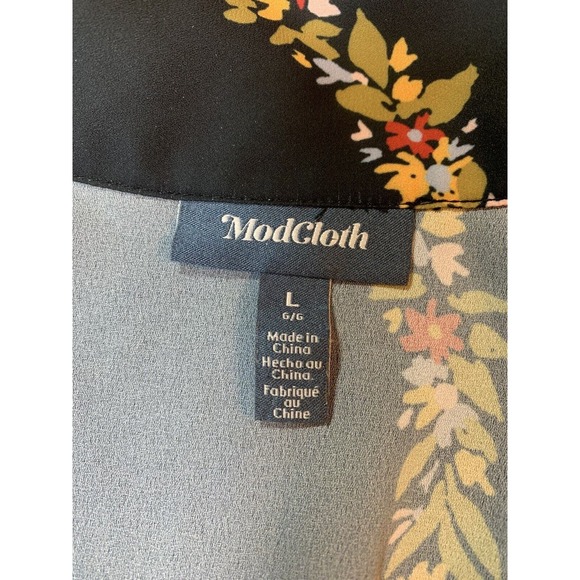 ModCloth Blouse Women's Large Tie-Neck Top Office Business Church Recycled READ - Picture 4 of 14